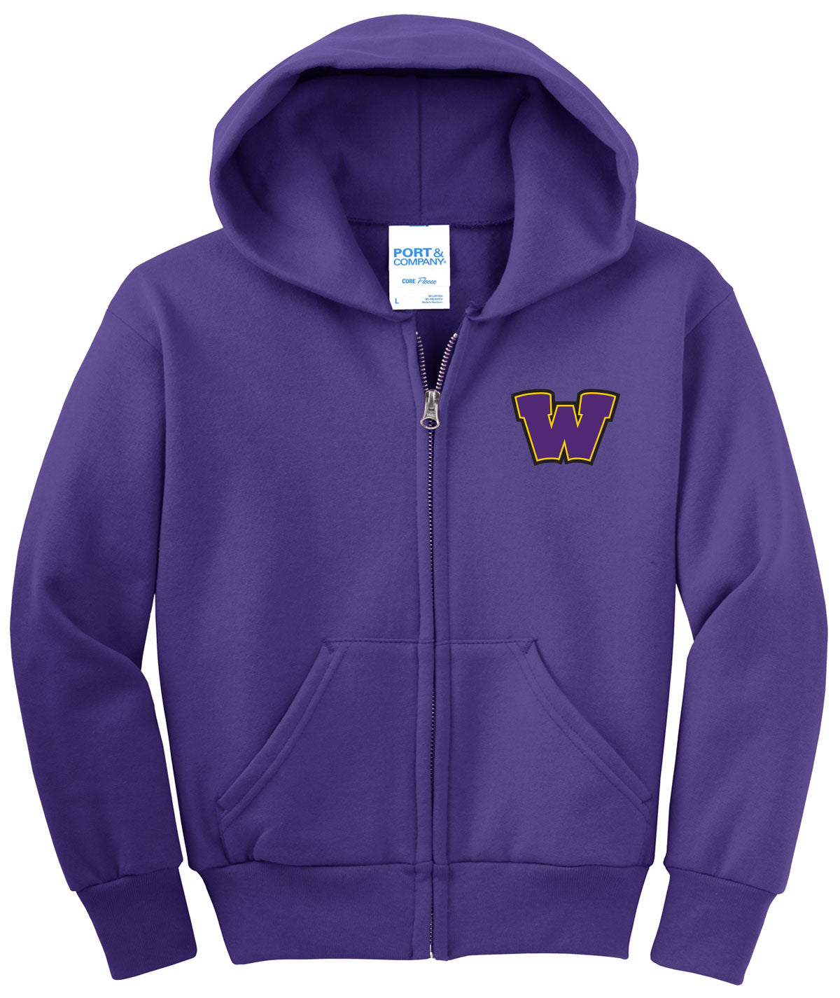 Waukee W Youth Fleece Full-Zip Hooded Sweatshirt