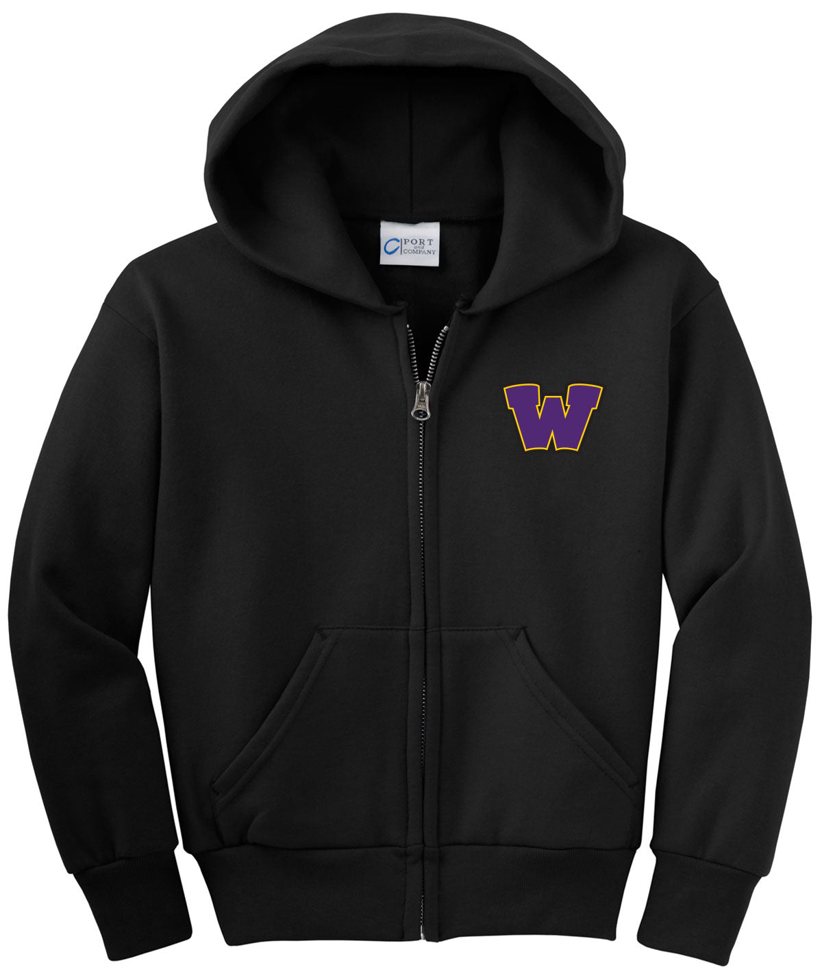 Waukee W Youth Fleece Full-Zip Hooded Sweatshirt